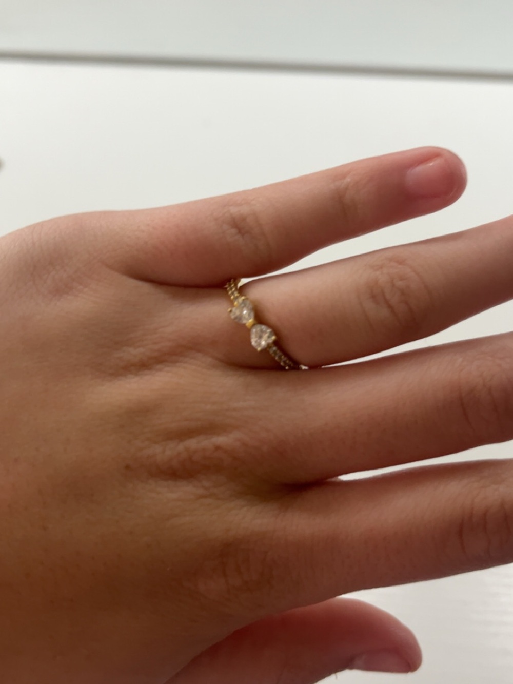 Pandora Gold Heart Stacking Ring with Clear Stones